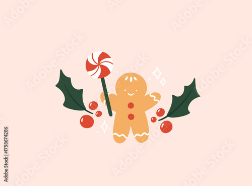 Gingerbread man cookies vector illustration