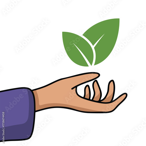 Hand and Leaf Icon Symbolizing Environmental Care
