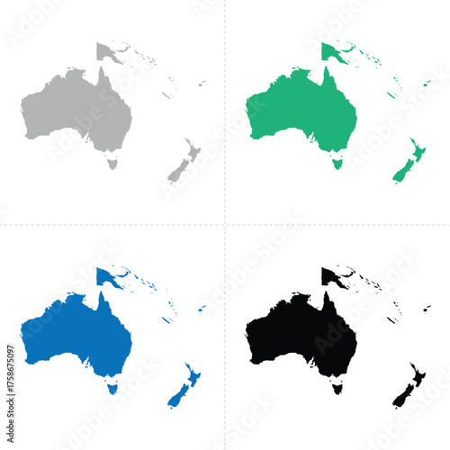 Oceania and Australia map with differnt colors