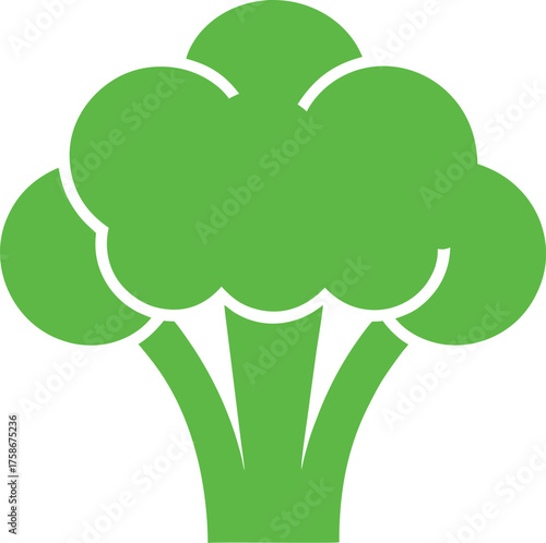 Green broccoli icon on white background vegetable food