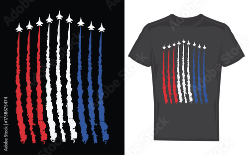 Patriotic usa jets silhouette design for men celebrating the 4th of july with american pride and freedom