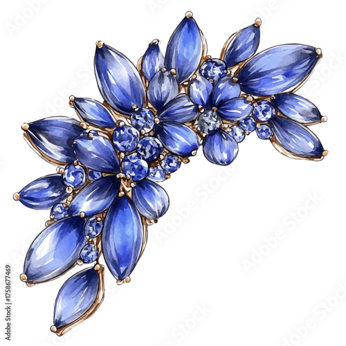 Ear Stud Cluster, watercolor illustration vector, isolated on a white background.