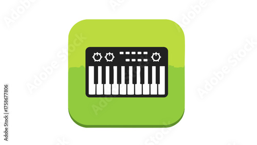 Green app icon featuring a black and white keyboard instrument.