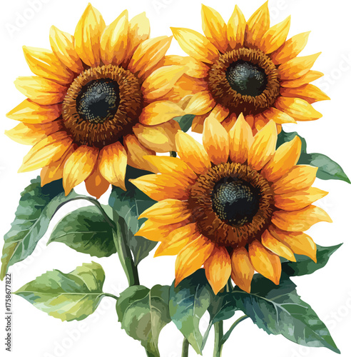 Bright yellow sunflower blossom closeup isolated on a crisp white background