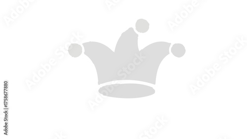 A minimalist light gray silhouette of a jester's hat or fool's cap on a plain white background.