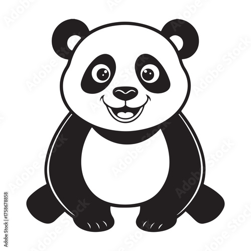 Charming cartoon panda adorable smiling panda vector
