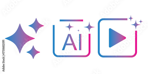 Generative Ai logo. Artificial intelligence icon symbol. Vector illustration. AI icon set. colorful artificial intelligence logo with star symbol for app, website, ui, ux. transparent png and vector. 
