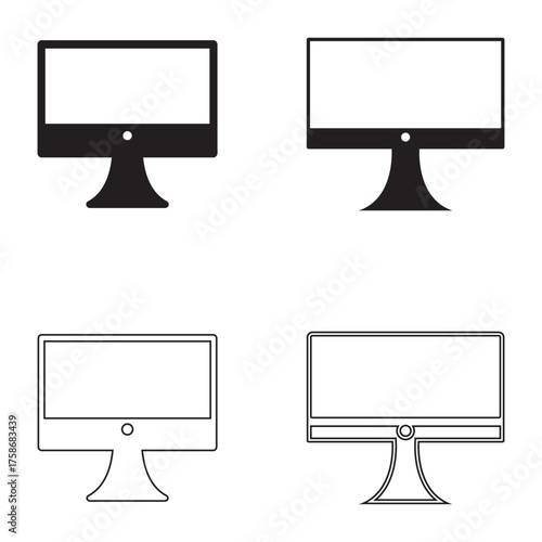 Tableau sur toile Computer Monitor Icon Set — Flat and Line Style Desktop Screen Symbols for Techn