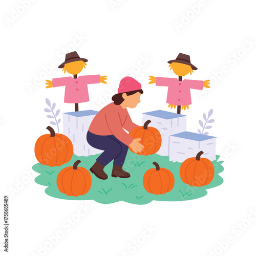 Pumpkin Patch, walking through rows of pumpkins