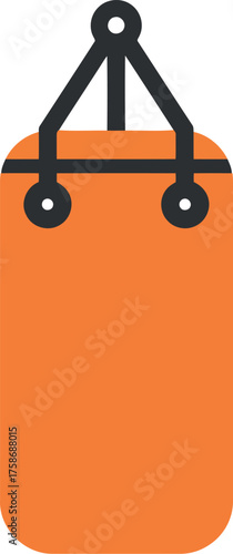 Orange punching bag hanging muay thai boxing sport training equipment icon vector