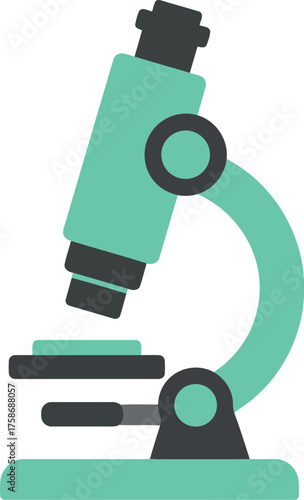 Modern microscope scientific research tool teal vector