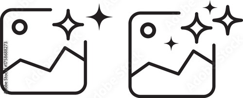 gallery ai icon sparkle star symbol. image photo album, gallery ai icon sparkle star symbol. Vector ai generated icon gradient logo. for apps, photo editing tools
