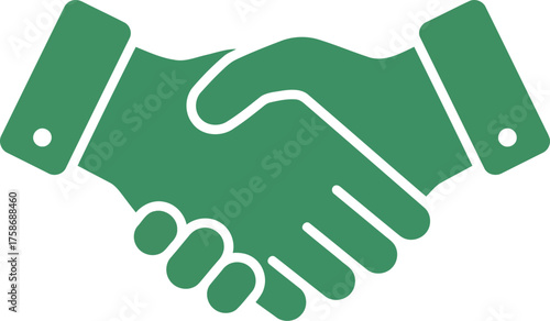 Green handshake icon partnership agreement business deal concept vector