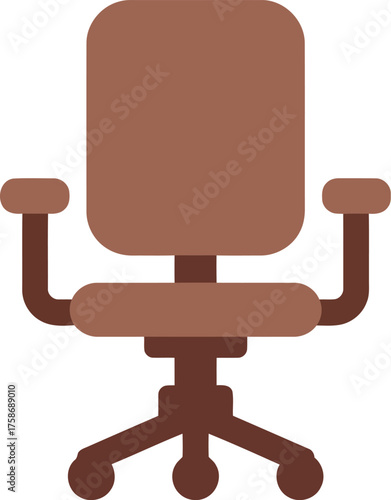 Ergonomic office chair with wheels and armrests brown vector