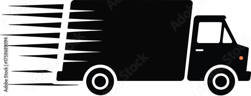 Speeding Delivery Van Graphic Icon Indicating Rapid Dispatch and Transport Services