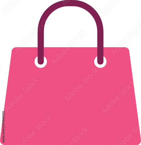Vibrant pink shopping bag icon simple flat design vector