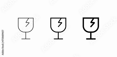 fragile glass warning icon sign vector