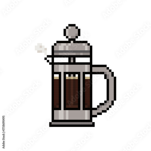 coffee french press pixel art