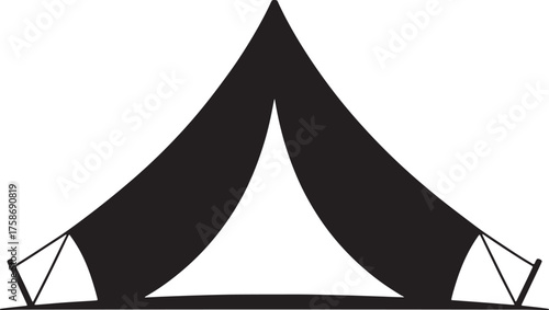Black Tent Silhouette for Outdoor Camping Adventure and Wilderness Exploration illustration