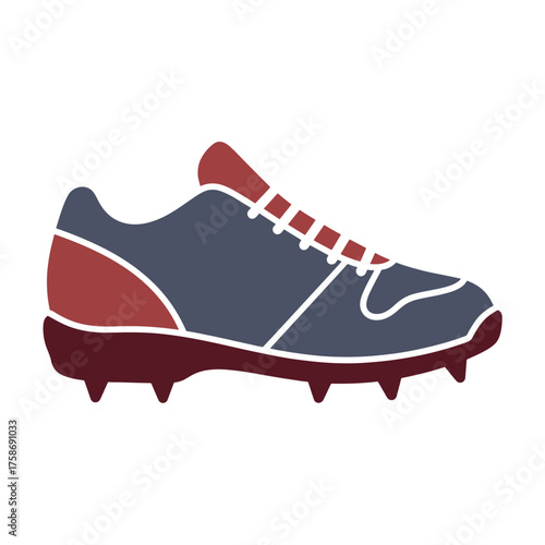 Dark blue and maroon soccer cleat with white laces and accents shoe footwear