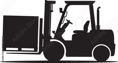 Forklift Silhouette Illustration Loading Freight Transport Logistics Cargo Machine
