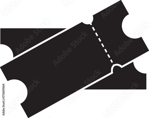 Black Ticket Vector Design Illustration on Transparent Backdrop for Events and Entry Passes