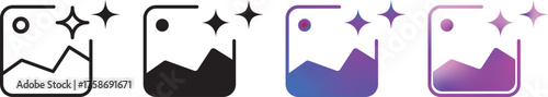 gallery ai icon sparkle star symbol. image photo album, gallery ai icon sparkle star symbol. Vector ai generated icon gradient logo. for apps, photo editing tools
