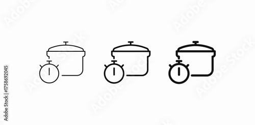cooking pot timer icon sign vector