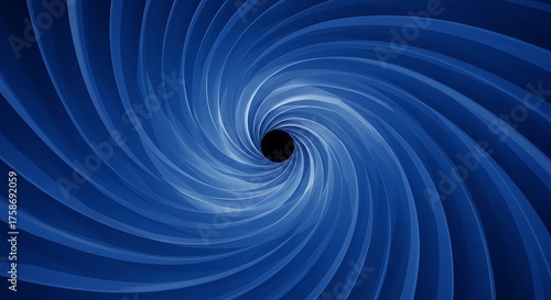 Fototapeta Naklejka Na Ścianę i Meble -  Abstract vortex illustration deep blue spiral with central black hole