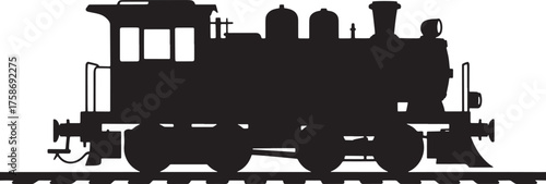 Locomotive Steam Train Icon Silhouette Transportation Railroading Track Railways Classic Vector
