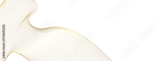 abstract art wavy line smooth flowing dynamic gold gradient isolated on transparent background. Curve wave seamless pattern design