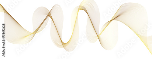 Abstract illustration of a swirling golden ribbon or wave, suggesting fluidity, movement Thin line wavy abstract vector background. Curve wave seamless pattern design