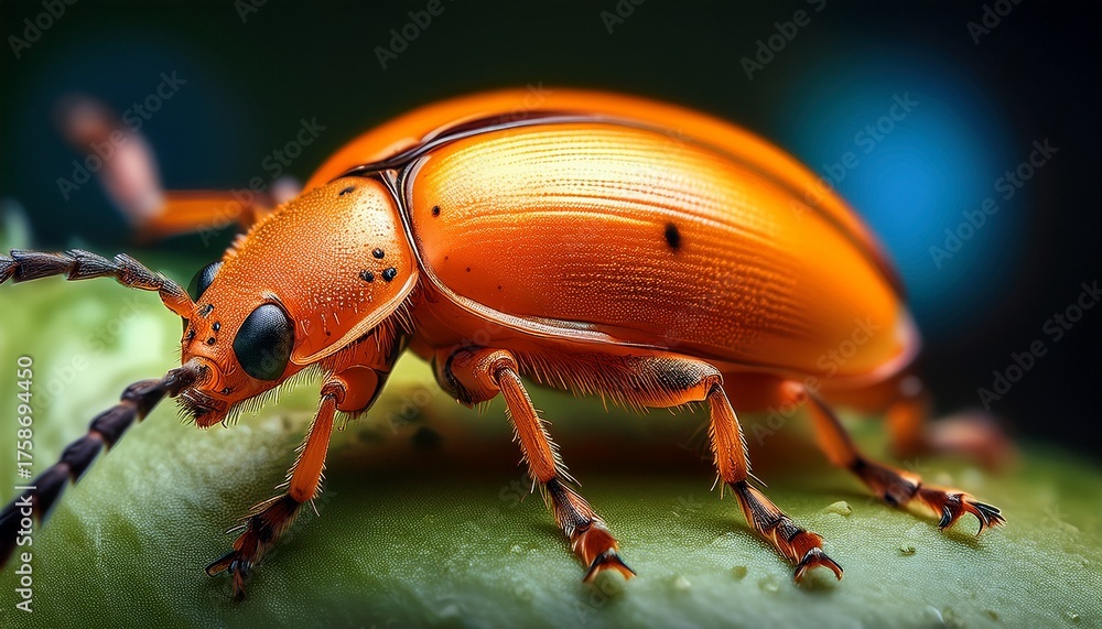 Naklejka premium macro image of an orange beetle insect
