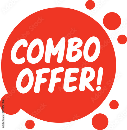 Red circle white text combo offer vector