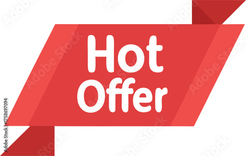 Red ribbon hot offer sign banner sale