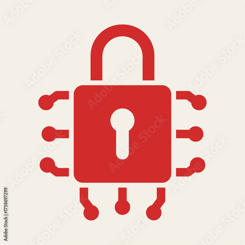 Cyber Security trendy cute design useful red creative vector Illustration art colorful background