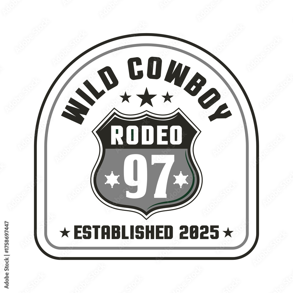 Obraz premium Rodeo wild cowboy logo emblem vector design monochrome