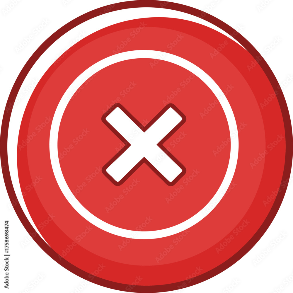 Obraz premium Red circle white cross symbol vector