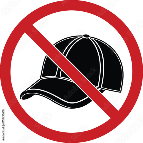 Red circle prohibition baseball cap symbol vector