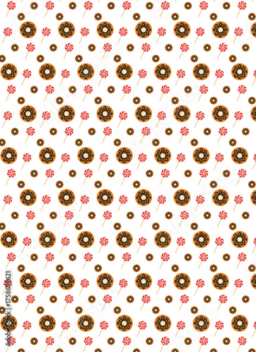 Chocolate Pattern with Wrapped and Unwrapped Pieces — Stylized Confectionery Design
