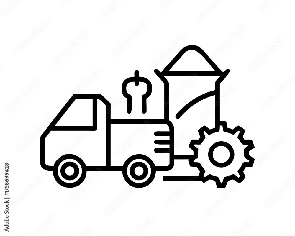 Fototapeta premium Agricultural machinery with grain silo