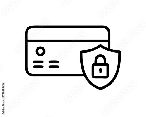 Credit card security with a shield and padlock