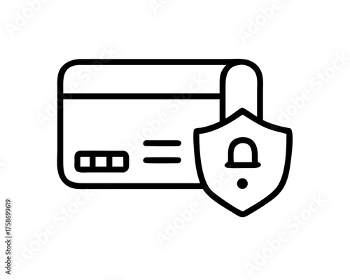 Credit card security with notification shield icon