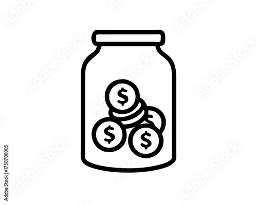 Illustration of a glass jar filled with dollar coins
