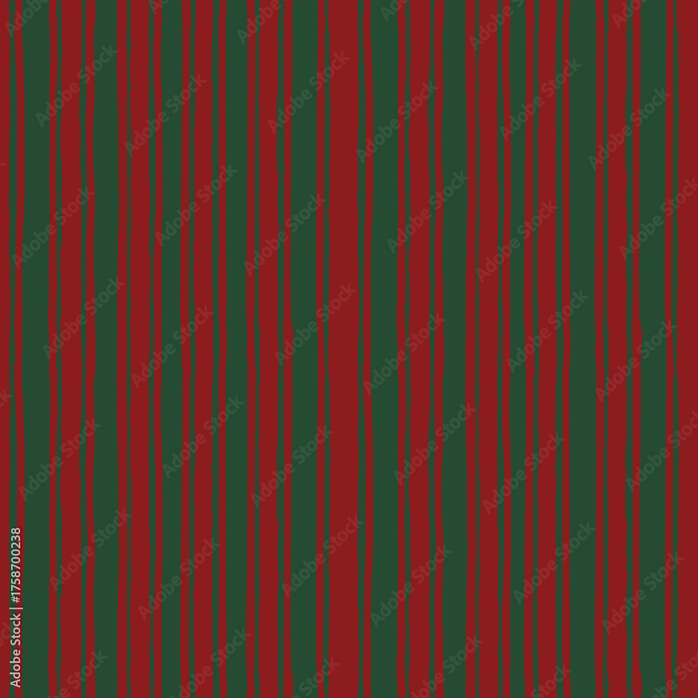 Obraz premium Seamless Christmas striped pattern in red and green. Perfect for festive wrapping paper, textile design, packaging, backgrounds, and holiday decor. Classic, cozy, and timeless winter style.