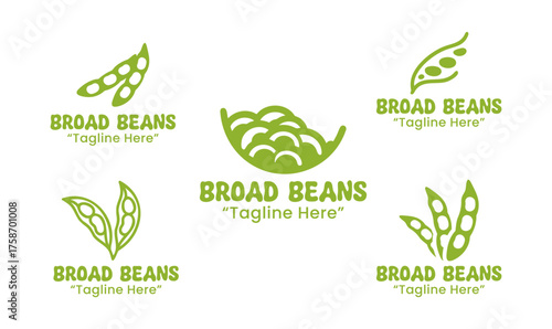 5 Broad Beans Logo Set Healthy and Sustainable Branding Collection