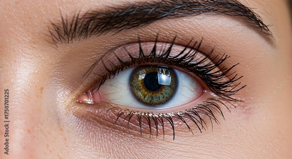 Fototapeta premium Close up of a human eye with detailed iris and eyelashes