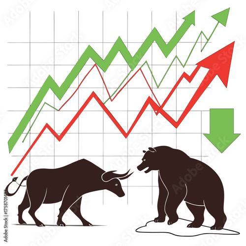 Bull and bear representing stock market trends