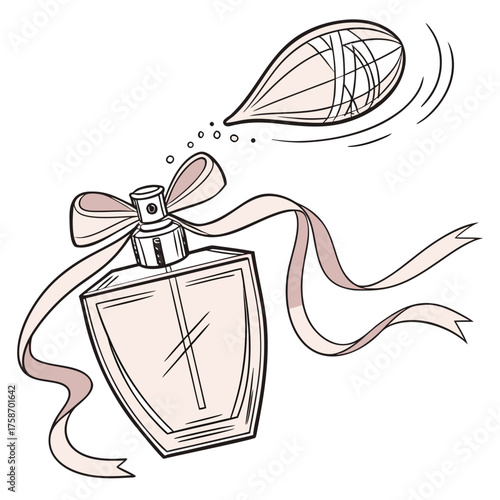 Elegant perfume bottle with bow and atomizer