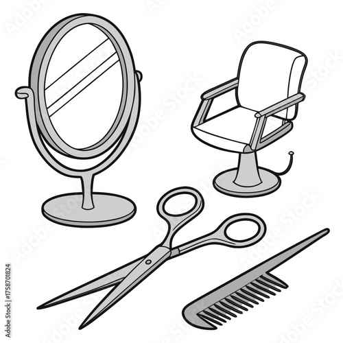 Illustration of barber shop equipment